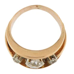 Anello a fascia in oro rosa con diamanti taglio vecchio