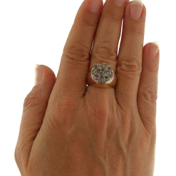 Anello bombato in oro rosa con diamanti taglio a rosa 1,82 ct