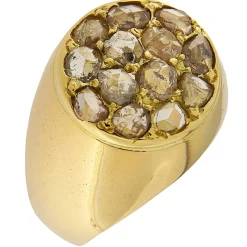 Anello bombato in oro rosa con diamanti taglio a rosa 1,82 ct