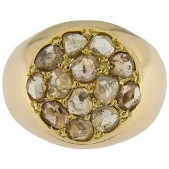 Anello bombato in oro rosa con diamanti taglio a rosa 1,82 ct