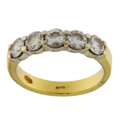 Anello fedina in oro giallo e bianco con diamanti 1,54 ct