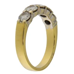 Anello fedina in oro giallo e bianco con diamanti 1,54 ct