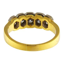 Anello fedina in oro giallo e bianco con 5 brillanti 0,70 ct
