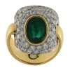 Anello Gino Fontana in oro giallo e bianco con smeraldo e diamanti