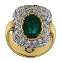 Anello Gino Fontana in oro giallo e bianco con smeraldo e diamanti