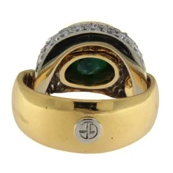 Anello Gino Fontana in oro giallo e bianco con smeraldo e diamanti