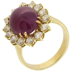 Anello in oro giallo con rubino e brillanti ct 1,54