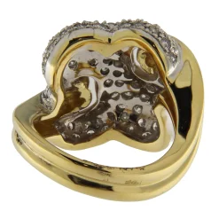 Anello in oro giallo e bianco con pavè di diamanti 1,96 ct