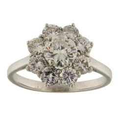 Anello margherita in oro bianco con diamanti 2,44 ct