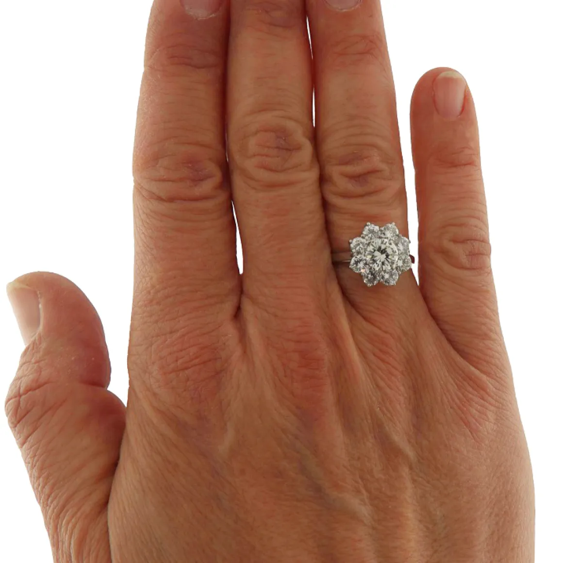 Anello margherita in oro bianco con diamanti 2,44 ct