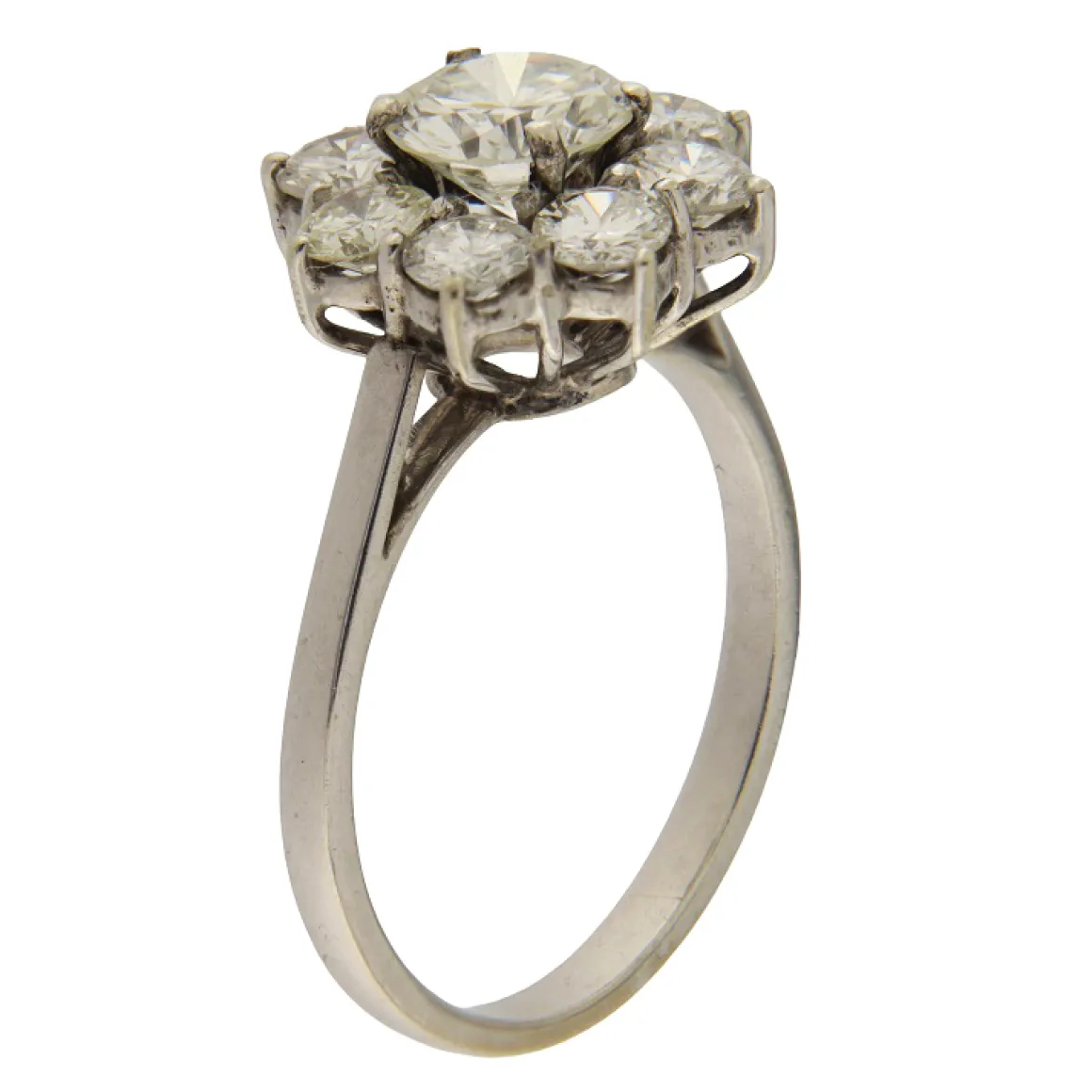 Anello margherita in oro bianco con diamanti 2,44 ct