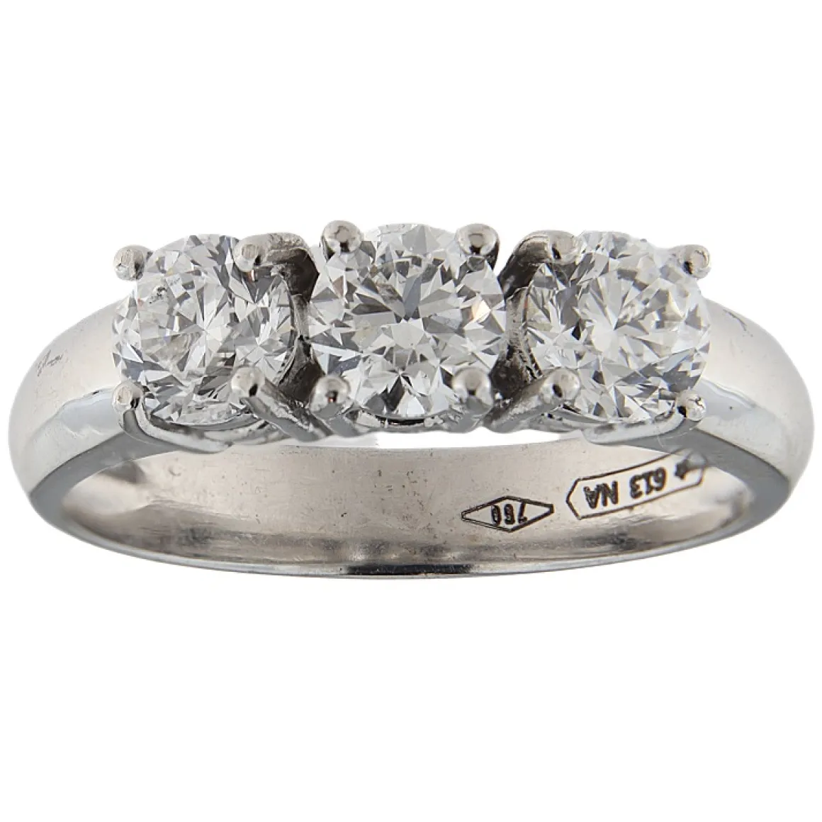 Anello trilogy in oro bianco con brillanti 1,50 ct certificati GIA