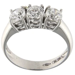 Anello trilogy in oro bianco con brillanti 1,50 ct certificati GIA