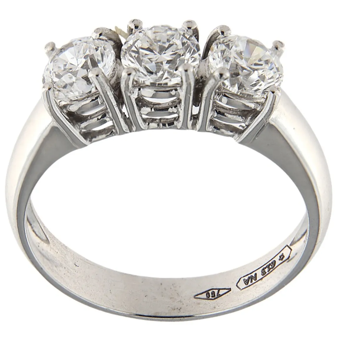 Anello trilogy in oro bianco con brillanti 1,50 ct certificati GIA
