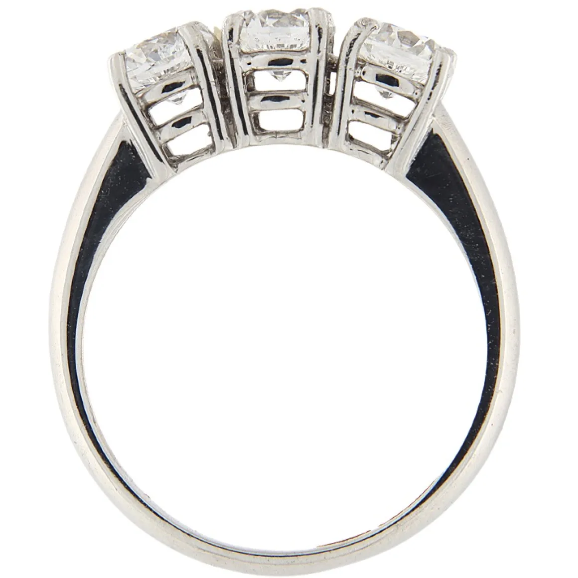 Anello trilogy in oro bianco con brillanti 1,50 ct certificati GIA