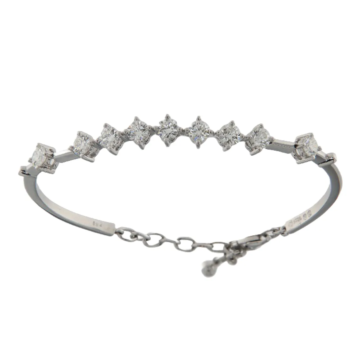 Bracciale semirigido in oro bianco con diamanti 1,89 ct