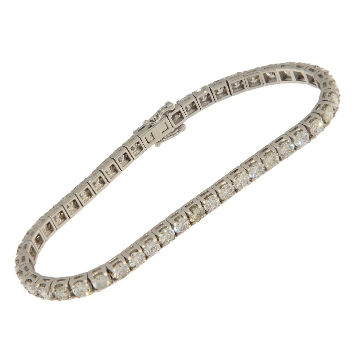 Bracciale tennis in oro bianco con diamanti taglio brillante 8,27 ct