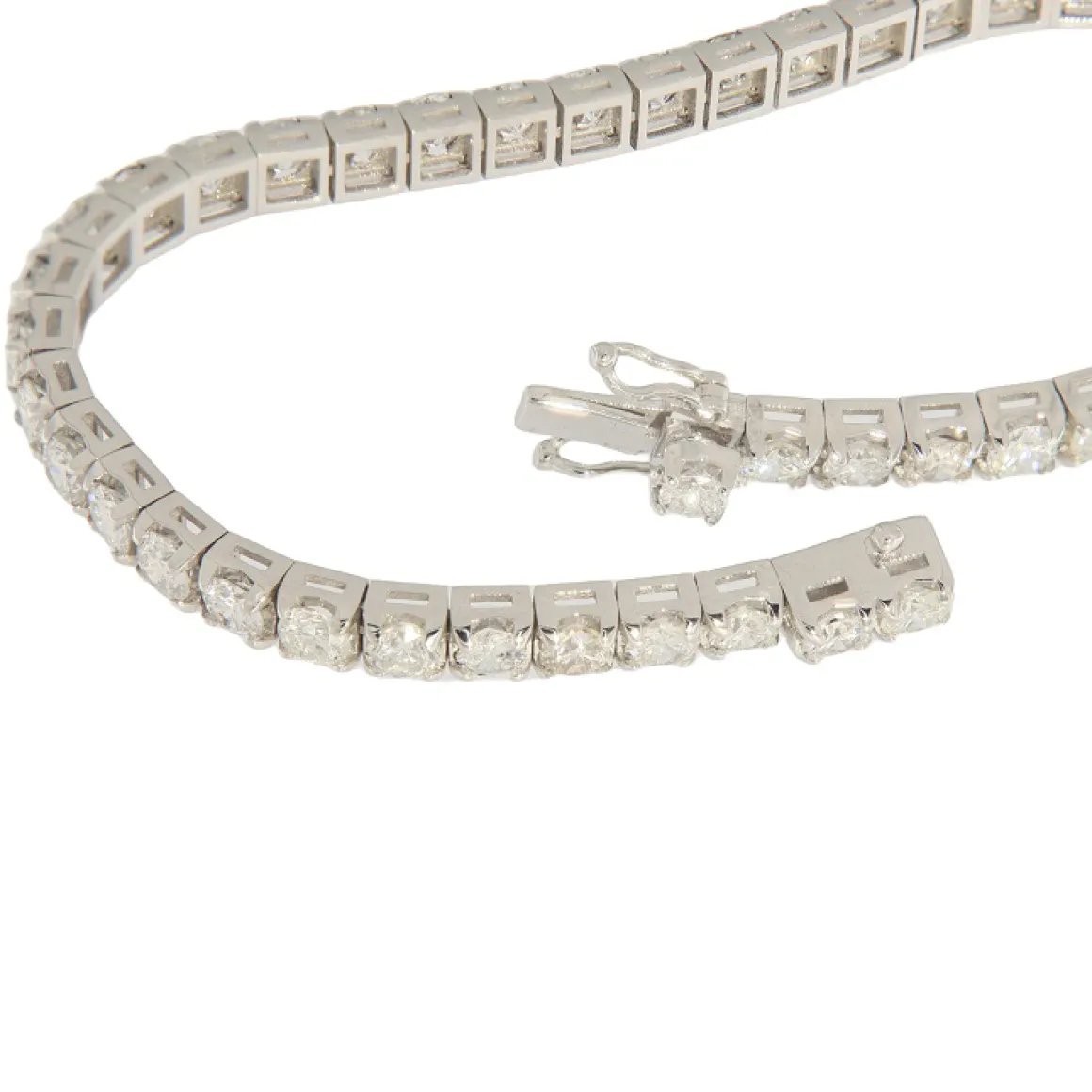Bracciale tennis in oro bianco con diamanti taglio brillante 8,27 ct