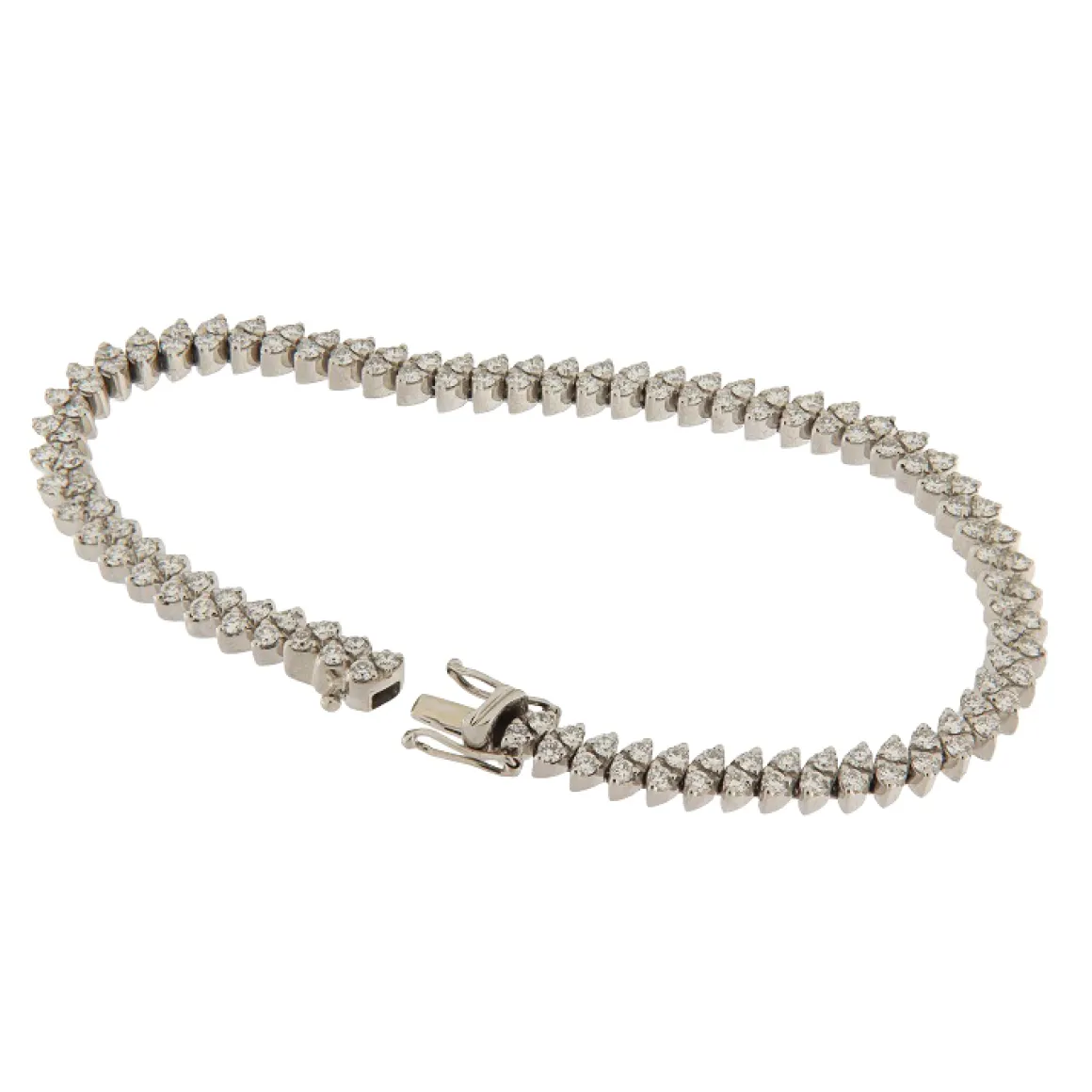 Bracciale tennis in oro bianco con diamanti taglio brillante 3,07 ct