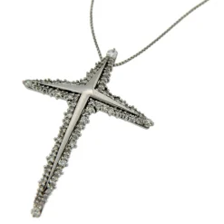 Donnaoro | Girocollo con ciondolo a croce in oro bianco e diamanti
