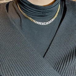 Girocollo in oro giallo e bianco con diamanti taglio huit-huit