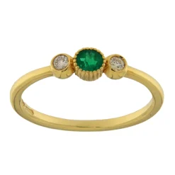 Guidetti | Anello fedina in oro giallo con smeraldo e diamanti