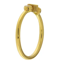 Guidetti | Anello fedina in oro giallo con smeraldo e diamanti