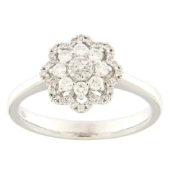 Guidetti | Anello fiore in oro bianco con diamanti taglio brillante