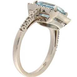 Guidetti | Anello in oro bianco con acquamarina e diamanti 0,38 ct