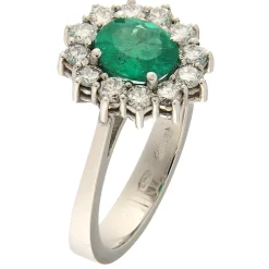 Guidetti | Anello in oro bianco con smeraldo 1,14 ct e diamanti 0,73 ct
