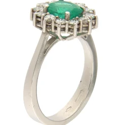 Guidetti | Anello in oro bianco con smeraldo 1,14 ct e diamanti 0,73 ct