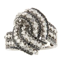 Guidetti | Anello in oro bianco con diamanti bianchi e neri
