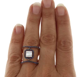 Guidetti | Anello in oro bianco con diamanti e zaffiri