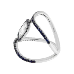 Guidetti | Anello in oro bianco con diamanti e zaffiri