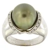 Guidetti | Anello in oro bianco con perla Tahiti e diamanti taglio brillante