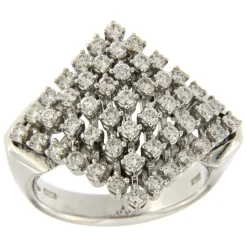 Guidetti | Anello in oro bianco a rombo con diamanti taglio brillante