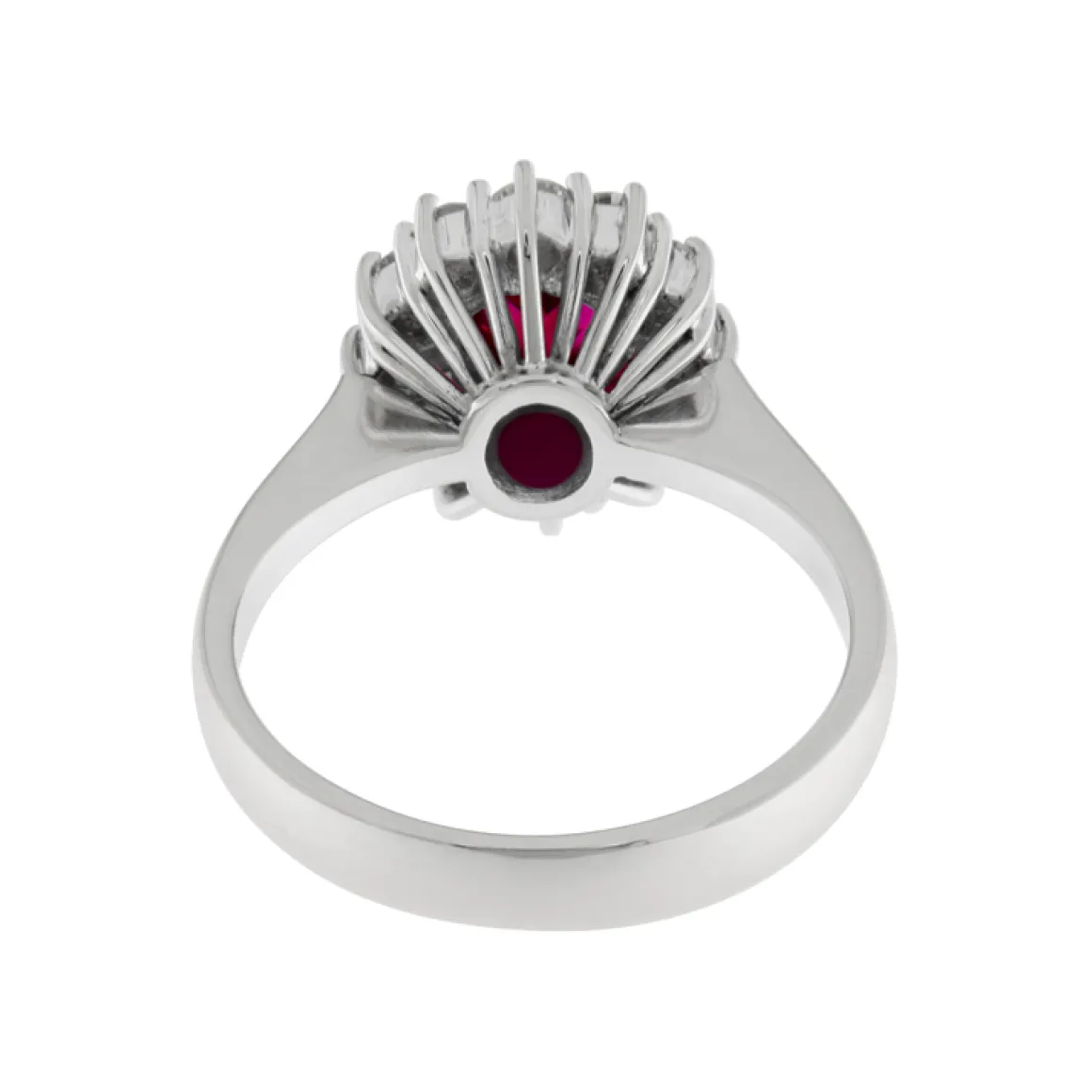 Guidetti | Anello in oro bianco con rubino 0,84 ct e contorno di diamanti