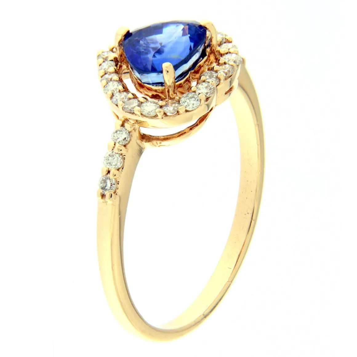 Guidetti | Anello in oro rosa con zaffiro taglio cuore e contorno di diamanti