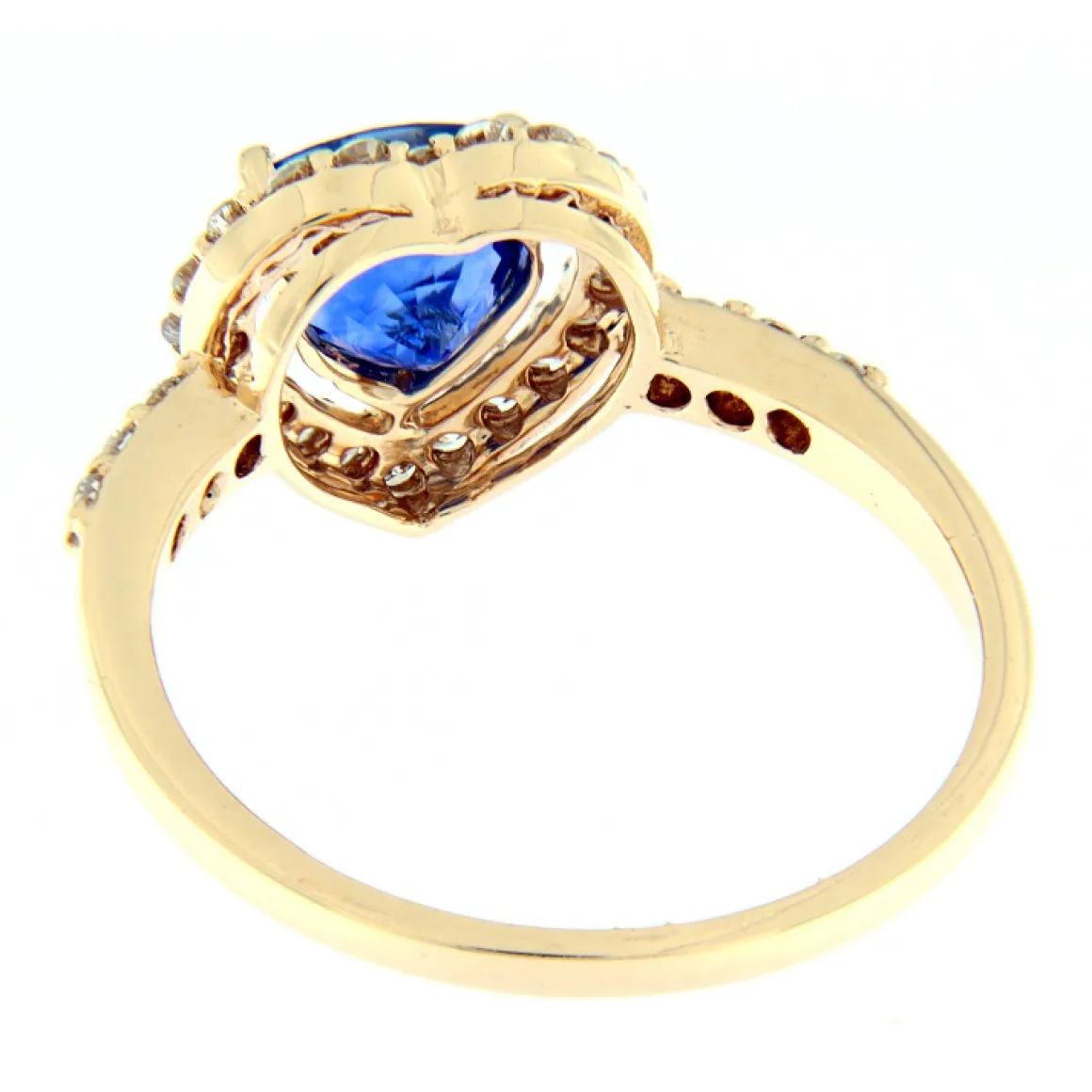 Guidetti | Anello in oro rosa con zaffiro taglio cuore e contorno di diamanti