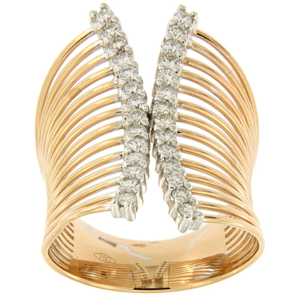 Guidetti | Anello in oro rosa e bianco con diamanti taglio brillante