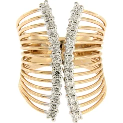 Guidetti | Anello in oro rosa e bianco con diamanti taglio brillante