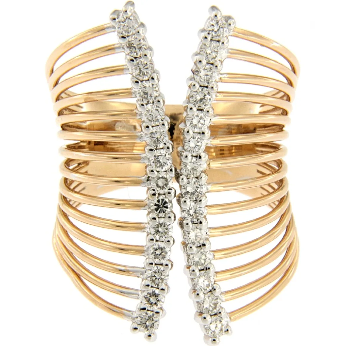 Guidetti | Anello in oro rosa e bianco con diamanti taglio brillante