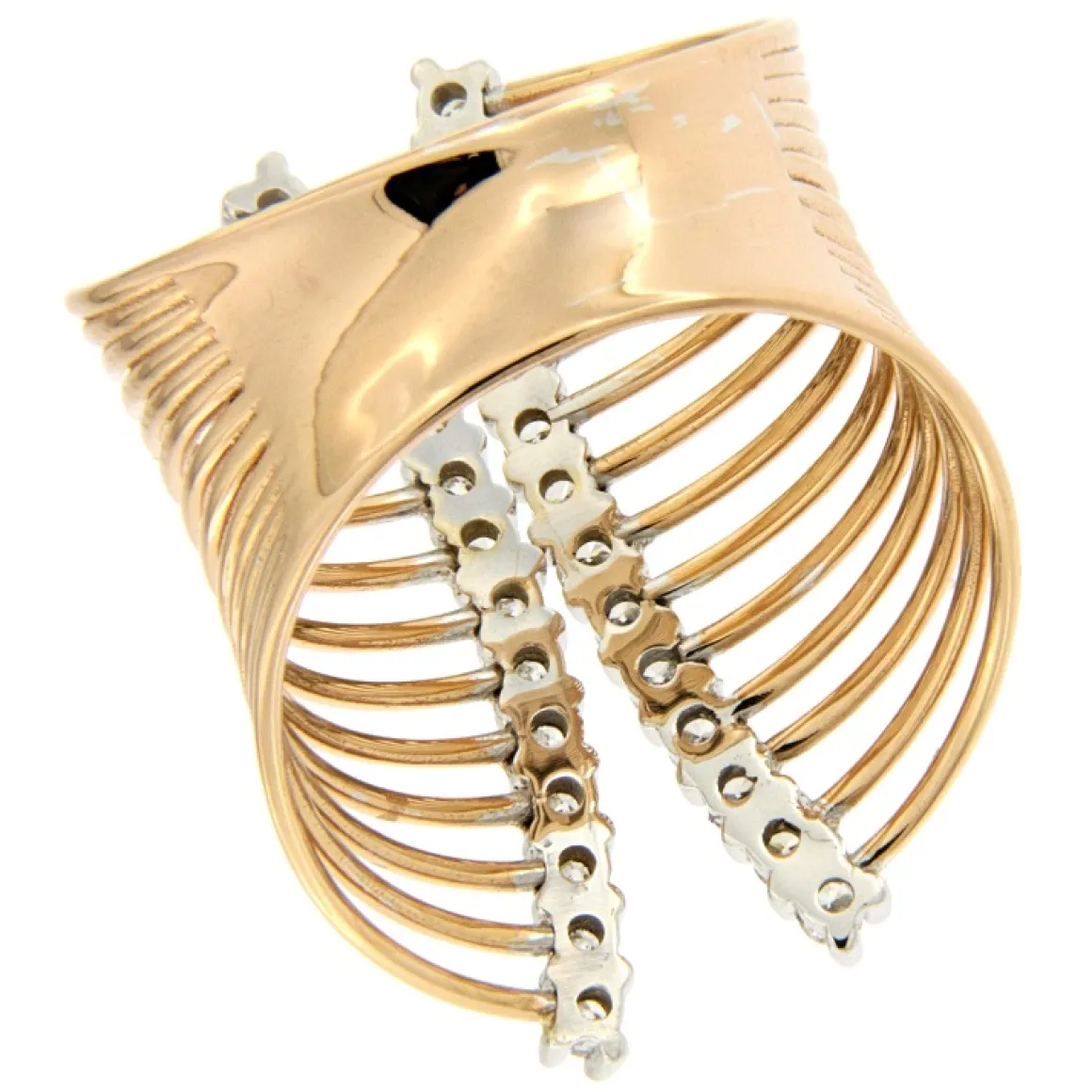 Guidetti | Anello in oro rosa e bianco con diamanti taglio brillante