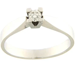 Guidetti | Anello solitario in oro bianco con diamante taglio brillante