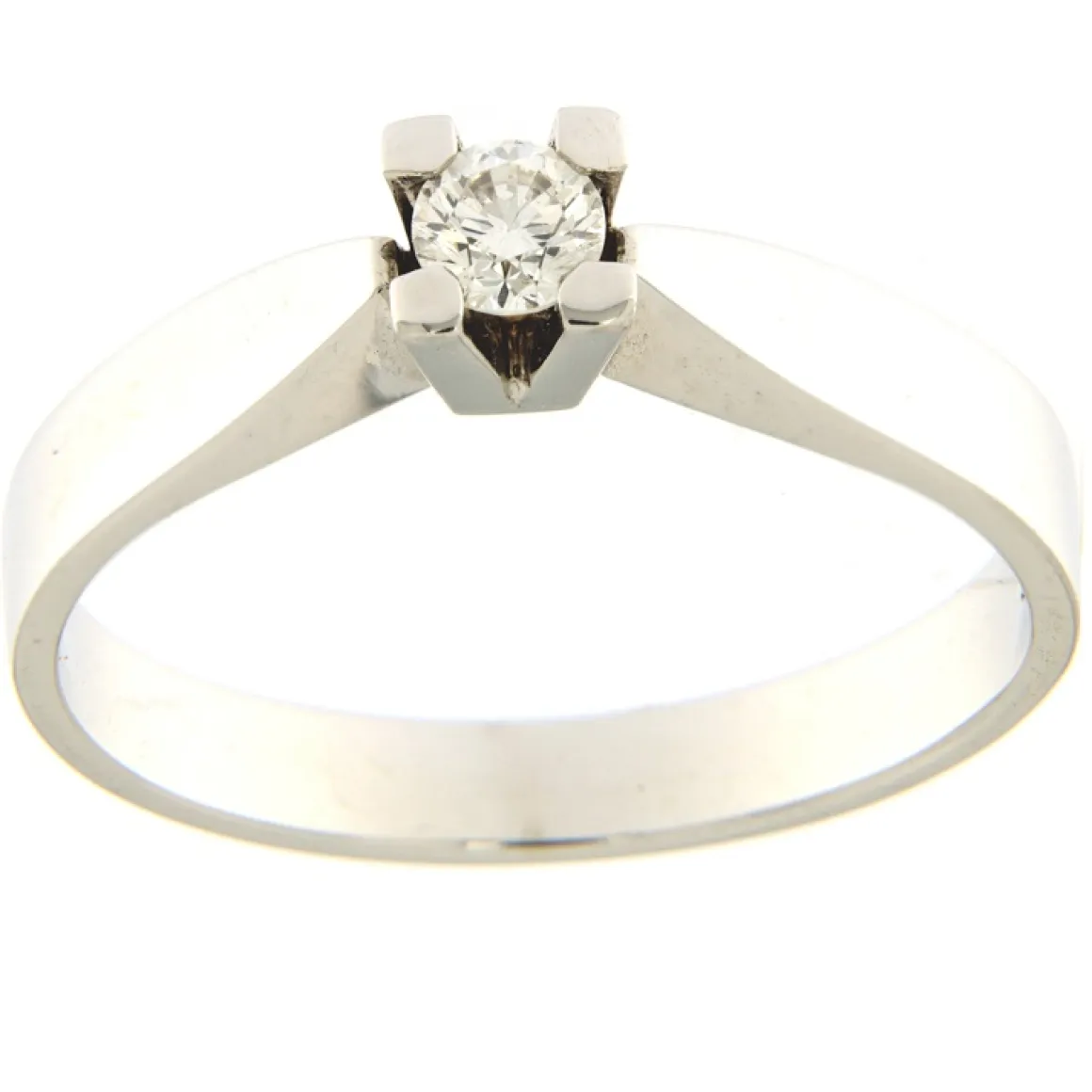 Guidetti | Anello solitario in oro bianco con diamante taglio brillante