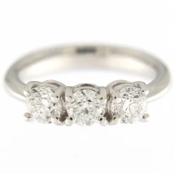 Guidetti | Anello trilogy in oro bianco con diamanti taglio brillante 1,51 ct certificati GIA