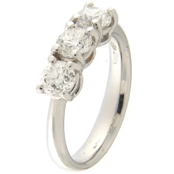 Guidetti | Anello trilogy in oro bianco con diamanti taglio brillante 1,51 ct certificati GIA
