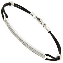 Guidetti | Bracciale oro bianco e diamanti con cordino nero