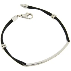 Guidetti | Bracciale oro bianco e diamanti con cordino nero