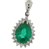 Guidetti | Ciondolo in oro bianco con smeraldo a goccia e diamanti